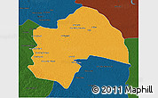 Political 3D Map of Al-Qadisiyah, darken