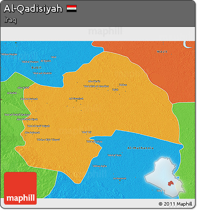 Political 3D Map of Al-Qadisiyah