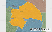 Political 3D Map of Al-Qadisiyah, semi-desaturated