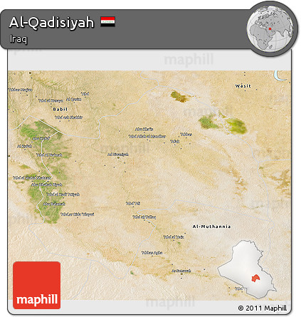 Satellite 3D Map of Al-Qadisiyah