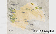 Satellite 3D Map of Al-Qadisiyah, semi-desaturated