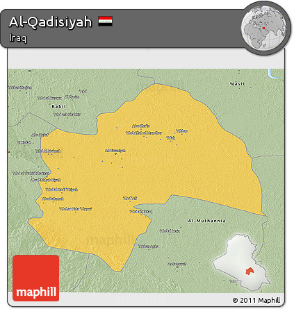 Savanna Style 3D Map of Al-Qadisiyah