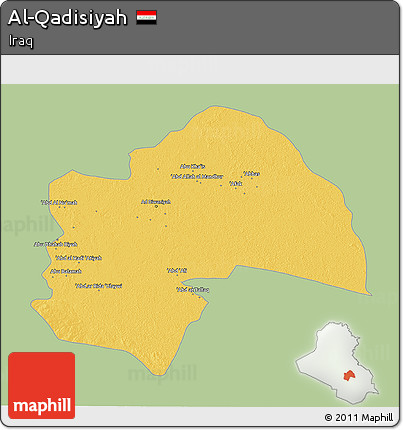 Savanna Style 3D Map of Al-Qadisiyah, single color outside