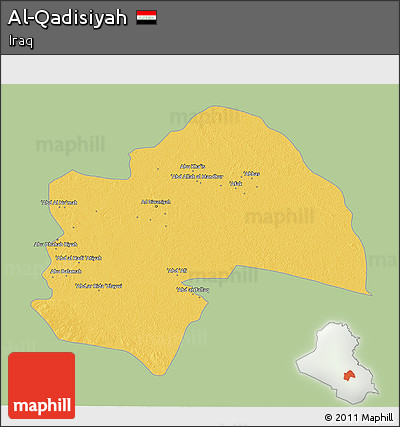 Savanna Style 3D Map of Al-Qadisiyah, single color outside