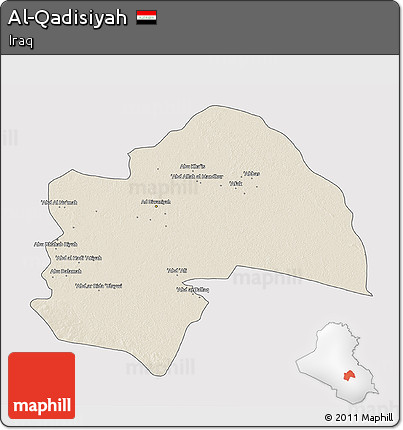 Shaded Relief 3D Map of Al-Qadisiyah, cropped outside