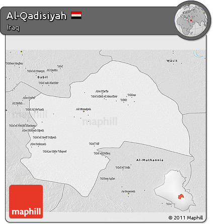 Silver Style 3D Map of Al-Qadisiyah