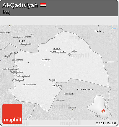 Silver Style 3D Map of Al-Qadisiyah