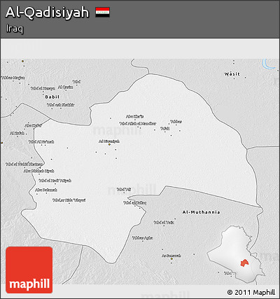 Silver Style 3D Map of Al-Qadisiyah