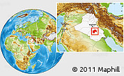 Physical Location Map of Al-Qadisiyah, highlighted country, within the entire country