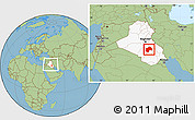 Savanna Style Location Map of Al-Qadisiyah, highlighted country, within the entire country