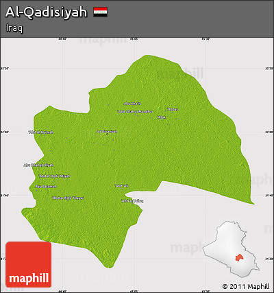Physical Map of Al-Qadisiyah, cropped outside