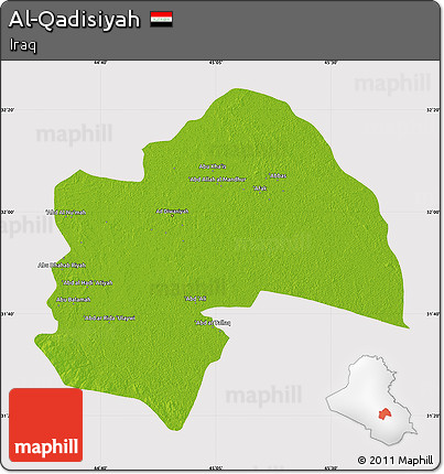 Physical Map of Al-Qadisiyah, cropped outside