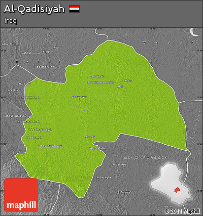 Physical Map of Al-Qadisiyah, desaturated