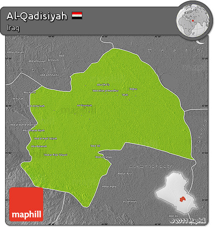 Physical Map of Al-Qadisiyah, desaturated