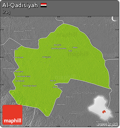 Physical Map of Al-Qadisiyah, desaturated