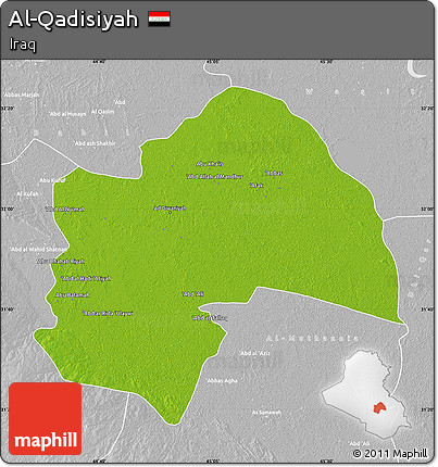 Physical Map of Al-Qadisiyah, lighten, desaturated
