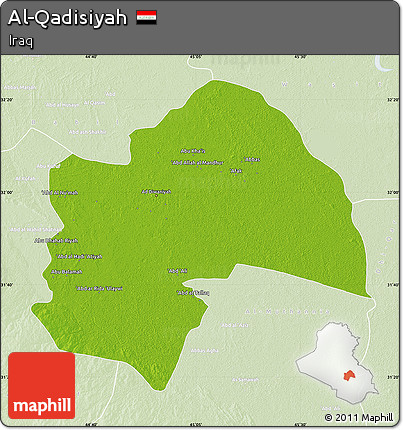 Physical Map of Al-Qadisiyah, lighten