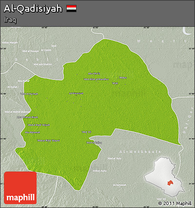 Physical Map of Al-Qadisiyah, lighten, semi-desaturated