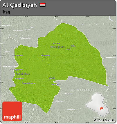 Physical Map of Al-Qadisiyah, lighten, semi-desaturated