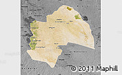 Satellite Map of Al-Qadisiyah, darken, desaturated