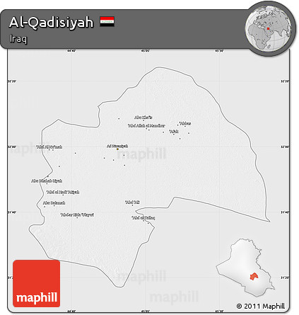 Silver Style Map of Al-Qadisiyah, single color outside