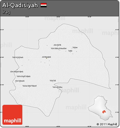 Silver Style Map of Al-Qadisiyah, single color outside
