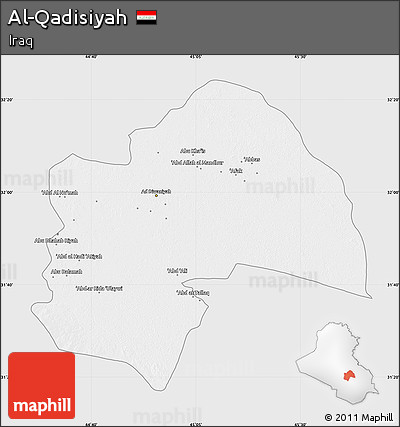 Silver Style Map of Al-Qadisiyah, single color outside