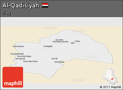 Classic Style Panoramic Map of Al-Qadisiyah, single color outside