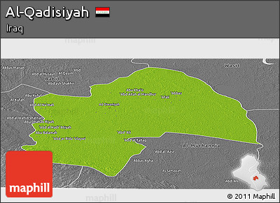 Physical Panoramic Map of Al-Qadisiyah, desaturated