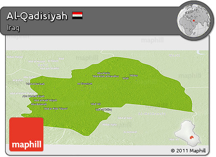 Physical Panoramic Map of Al-Qadisiyah, lighten