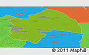 Physical Panoramic Map of Al-Qadisiyah, political outside