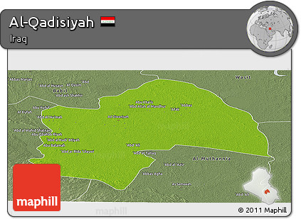 Physical Panoramic Map of Al-Qadisiyah, semi-desaturated