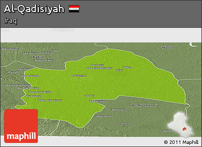 Physical Panoramic Map of Al-Qadisiyah, semi-desaturated