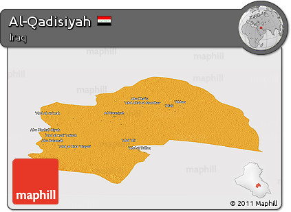 Political Panoramic Map of Al-Qadisiyah, cropped outside