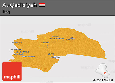 Political Panoramic Map of Al-Qadisiyah, cropped outside