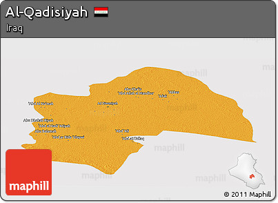 Political Panoramic Map of Al-Qadisiyah, cropped outside