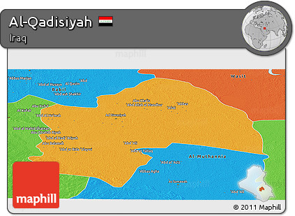 Political Panoramic Map of Al-Qadisiyah