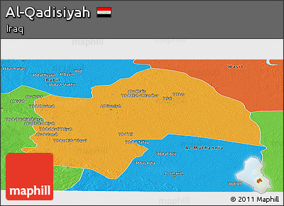 Political Panoramic Map of Al-Qadisiyah