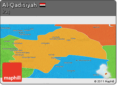 Political Panoramic Map of Al-Qadisiyah