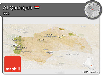 Satellite Panoramic Map of Al-Qadisiyah, lighten