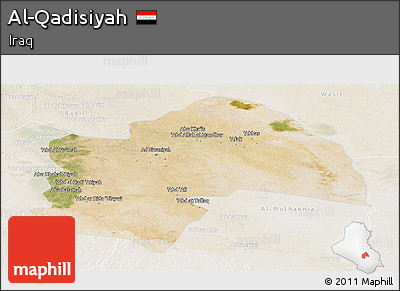 Satellite Panoramic Map of Al-Qadisiyah, lighten