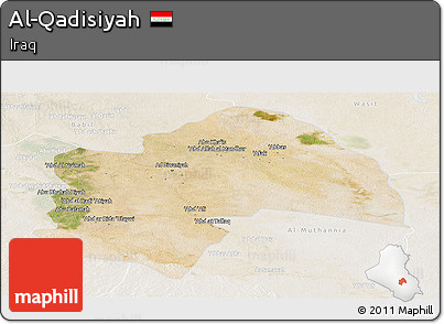 Satellite Panoramic Map of Al-Qadisiyah, lighten