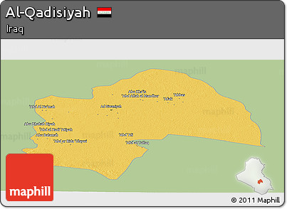 Savanna Style Panoramic Map of Al-Qadisiyah, single color outside