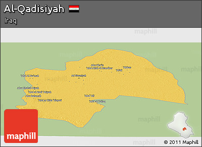 Savanna Style Panoramic Map of Al-Qadisiyah, single color outside