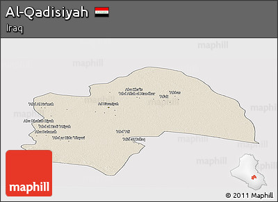 Shaded Relief Panoramic Map of Al-Qadisiyah, cropped outside