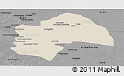 Shaded Relief Panoramic Map of Al-Qadisiyah, darken, desaturated