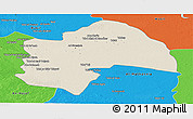 Shaded Relief Panoramic Map of Al-Qadisiyah, political outside