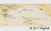 Shaded Relief Panoramic Map of Al-Qadisiyah, satellite outside