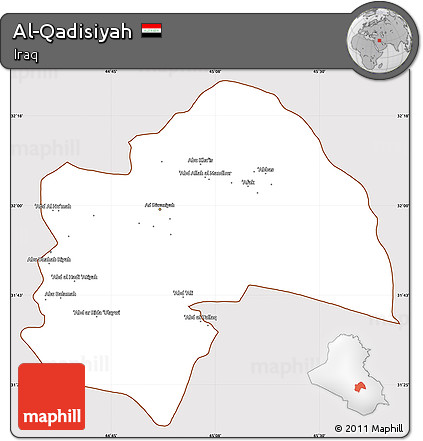 Classic Style Simple Map of Al-Qadisiyah, cropped outside