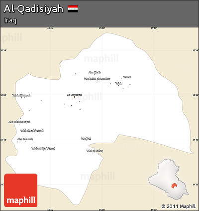 Classic Style Simple Map of Al-Qadisiyah, single color outside